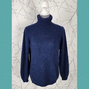 Woolovers Navy 100% Lambswool Turtleneck Sweater Cozy